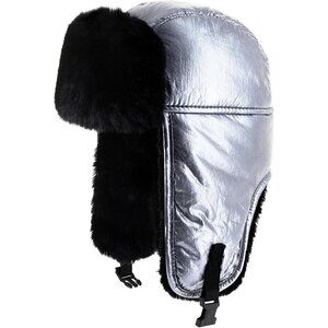 Unisex Metallic SilverStylish Cozy Cold Weather Headwear Warm Winter Trapper Hat